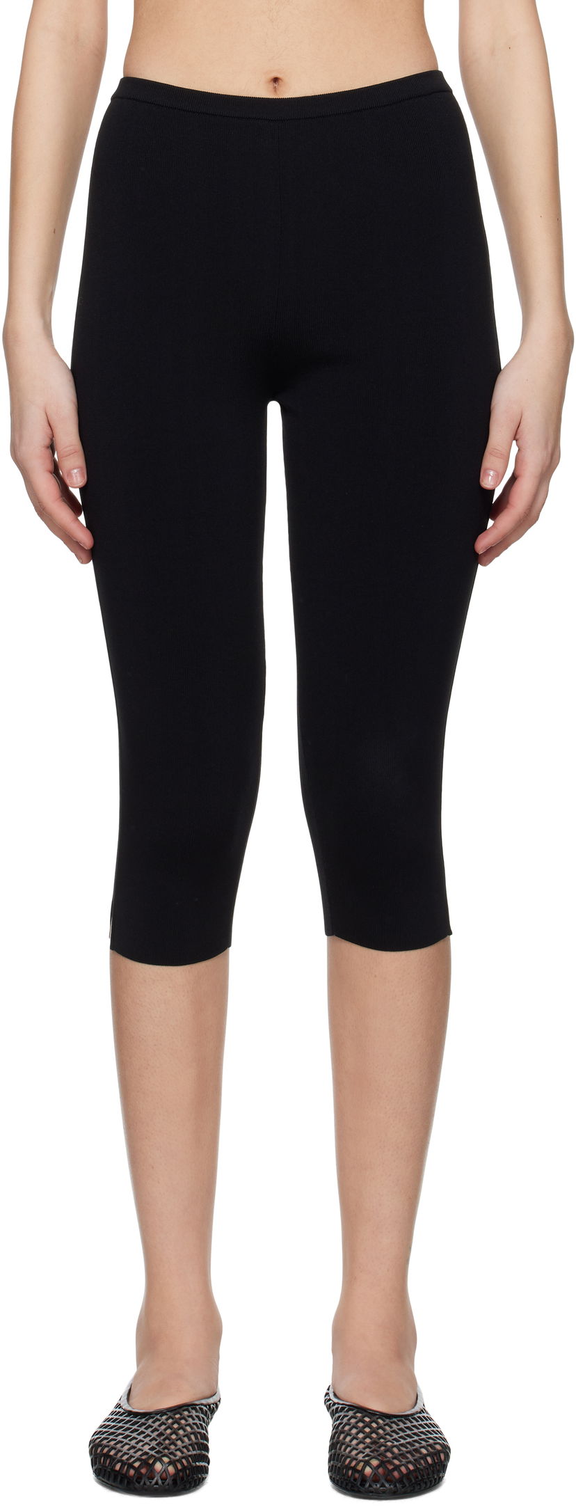 Leggingsit TOTEME TOTEME Compact Knit Capri Trousers Musta | 252-WRB0276-YA0187