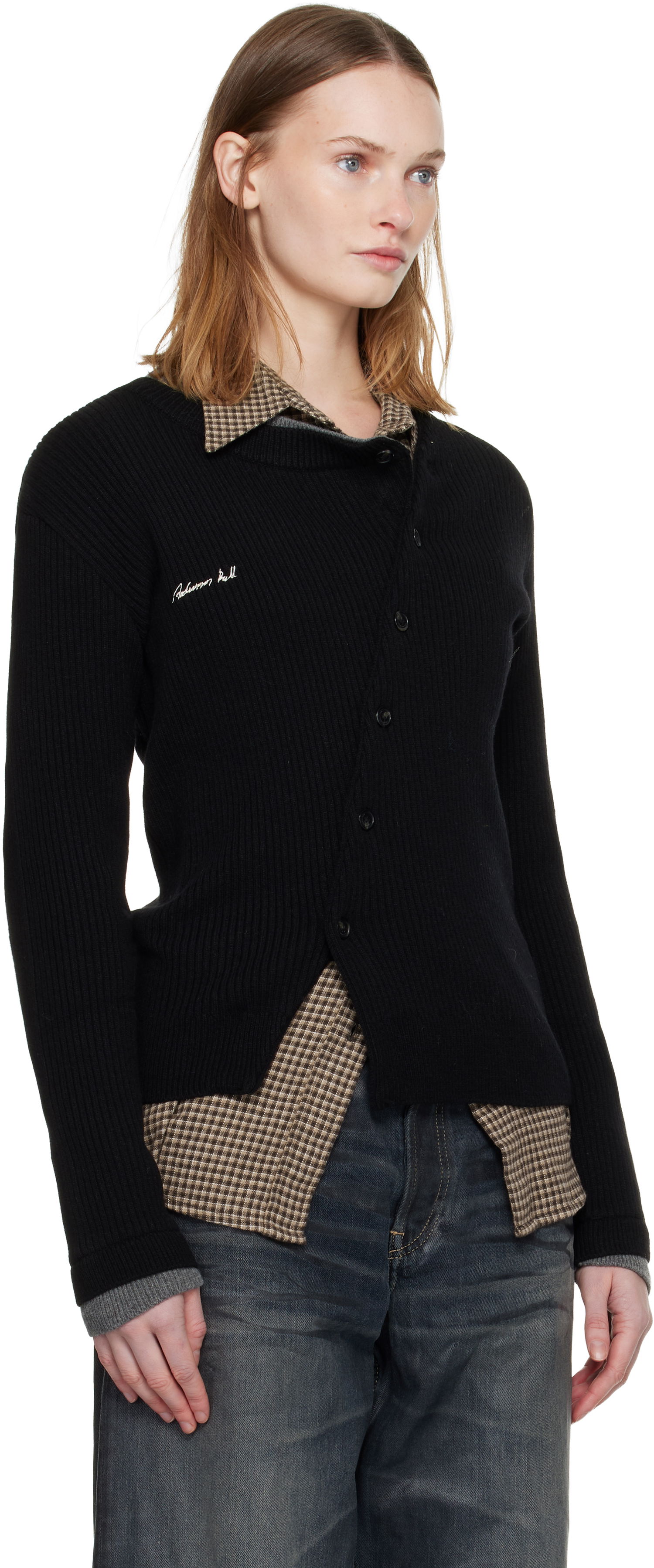 Villapaita Andersson Bell Button Slim Knit Cardigan Musta | atb1383w, 1