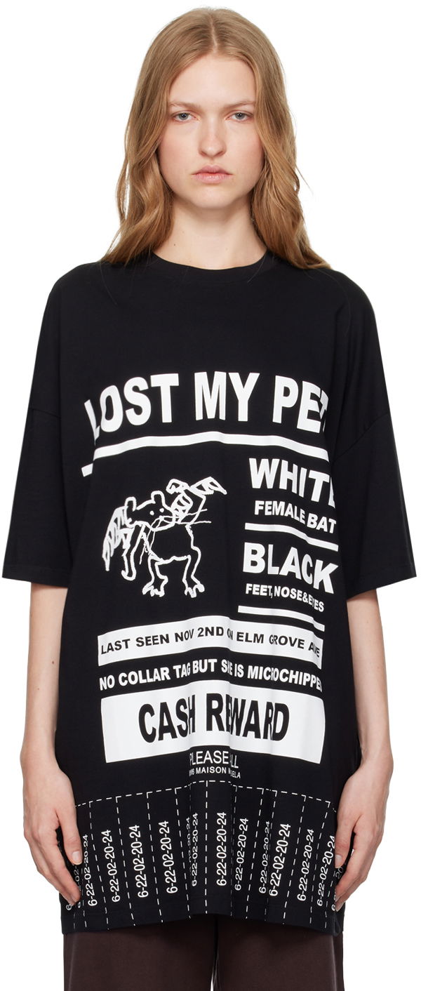 T-paita Maison Margiela 'Lost Pet' Print T-shirt Musta | S62GD0188 S23588