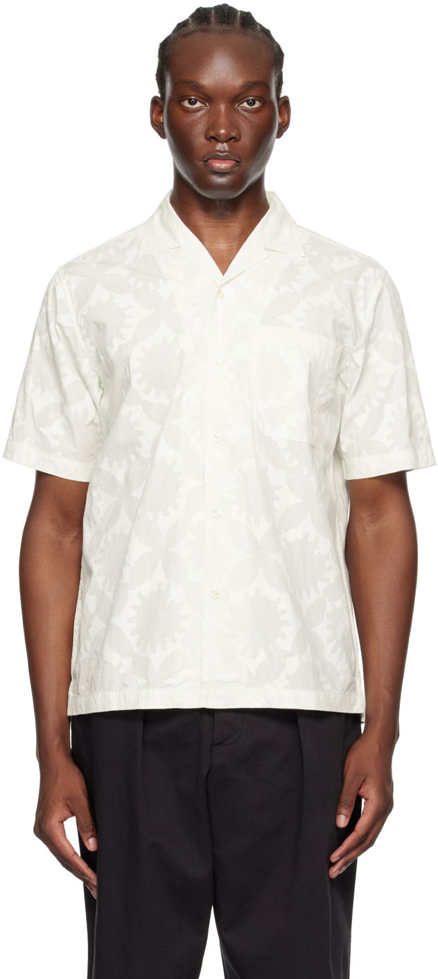 Paita Universal Works Universal Works Minari Print Resort Shirt Valkoinen | P3078