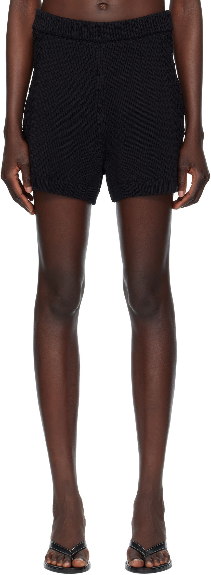 Shortsit Loulou de Saison Loulou de Saison Andel Knit Shorts Musta | ANDEL