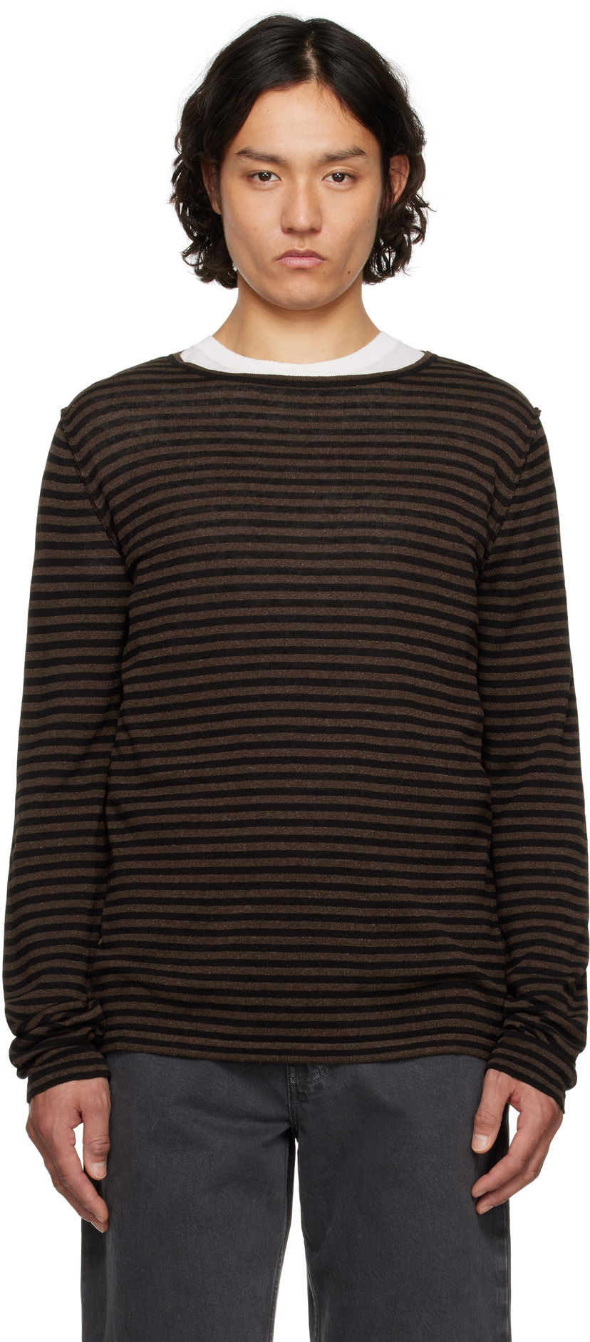 Villapaita The Row The Row Striped Lillard Sweater Ruskea | 885-Y889
