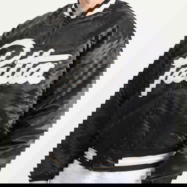 Bomber-takki Patta Patta Script Logo Satin Varsity Jacket, Size Small Musta | POC-AW25-5000-348-0016-001, 5