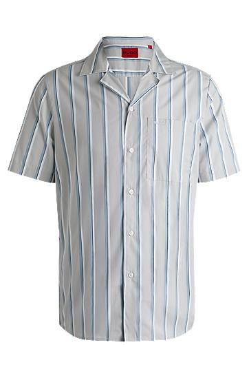 Paita BOSS Relaxed Fit Striped Cotton Poplin Shirt Harmaa | 50539266
