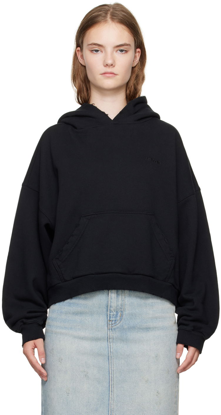 Huppari We11done Layered Hoodie Musta | WD-TH2-24-835-U-BK
