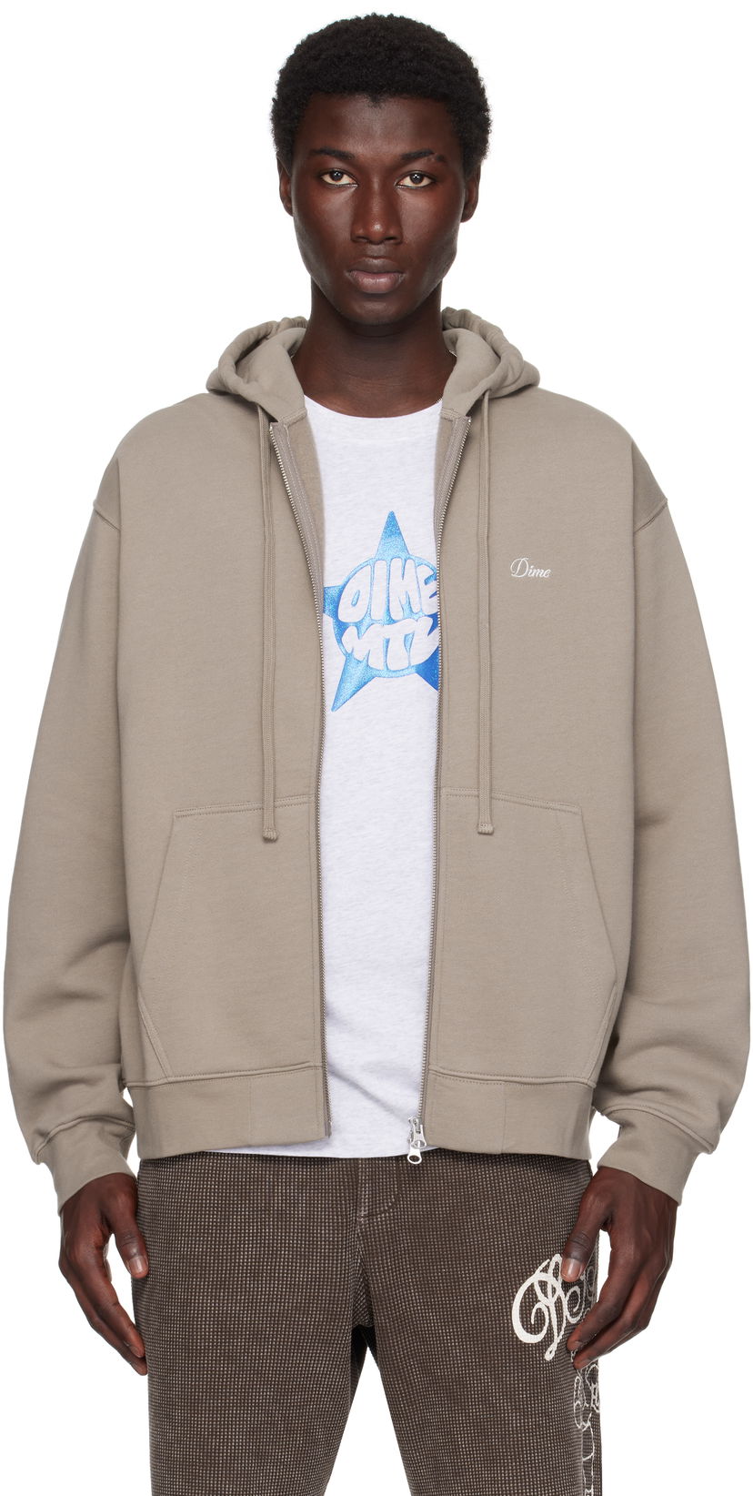 Huppari Dime Dime Cursive Small Logo Zip Hoodie Harmaa | DIMESU2549DRI