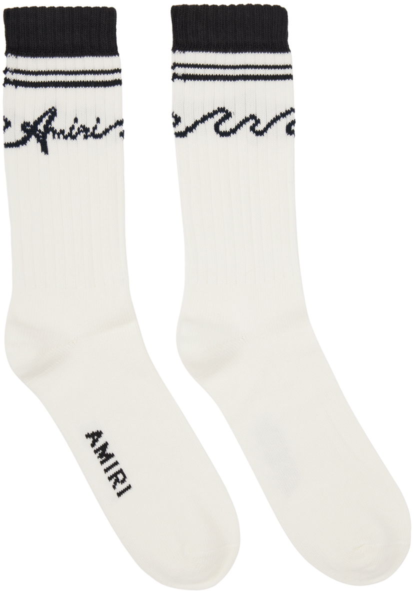 Sukat AMIRI White & Black '' Wave Socks Valkoinen | AMACSK1010