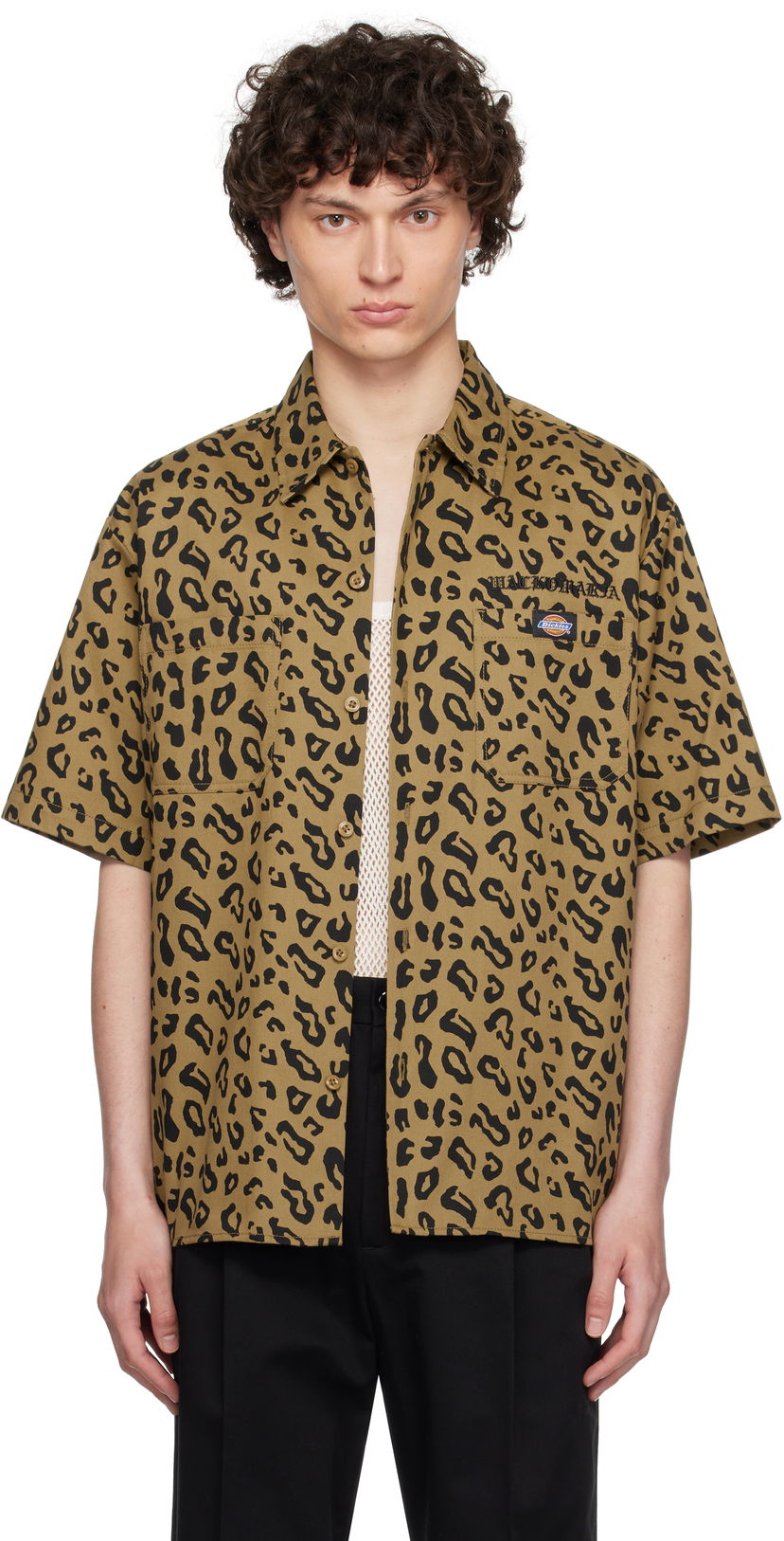 Paita WACKO MARIA WACKO MARIA x Dickies Leopard Print Work Shirt Ruskea | 25SS-WMS-DC02