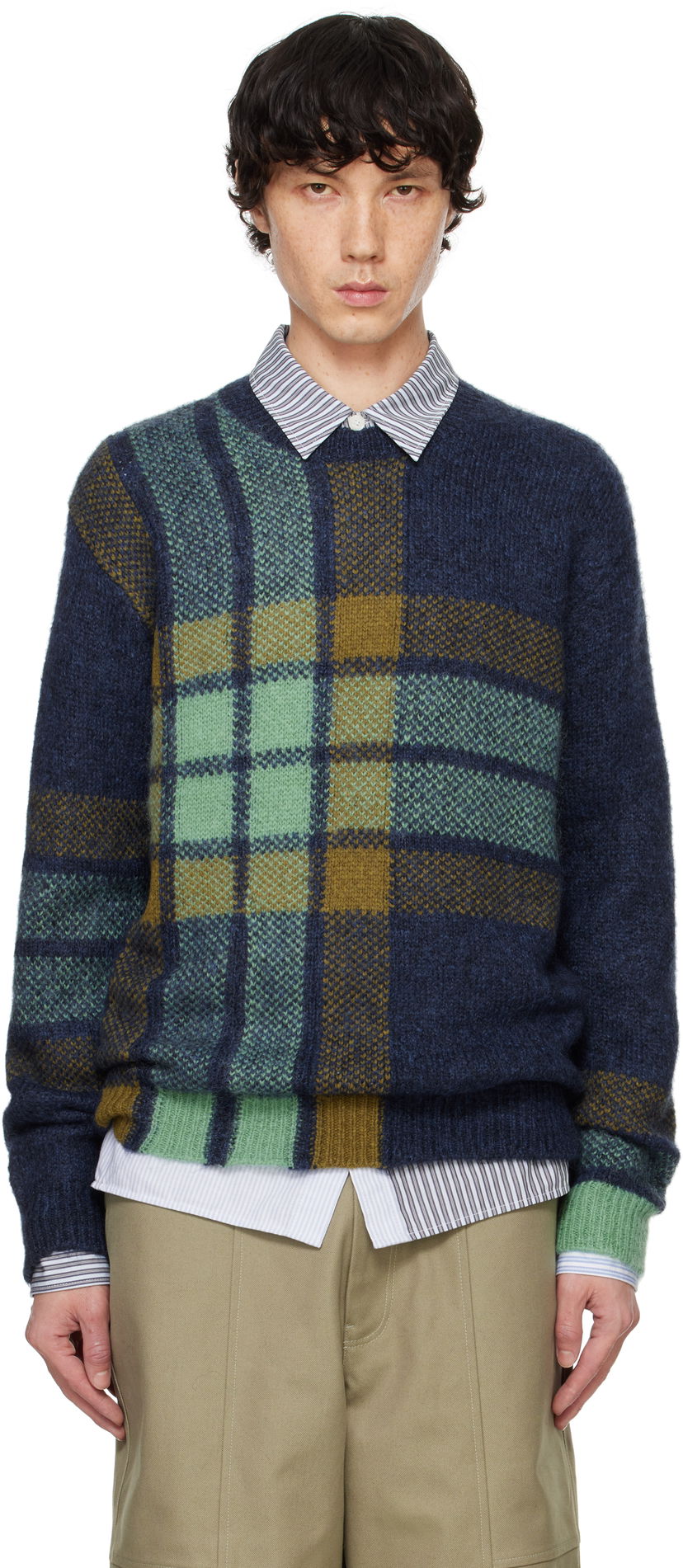Villapaita MAISON KITSUNÉ Graphic Check Intarsia Sweater Vihreä | NM00811KT1111