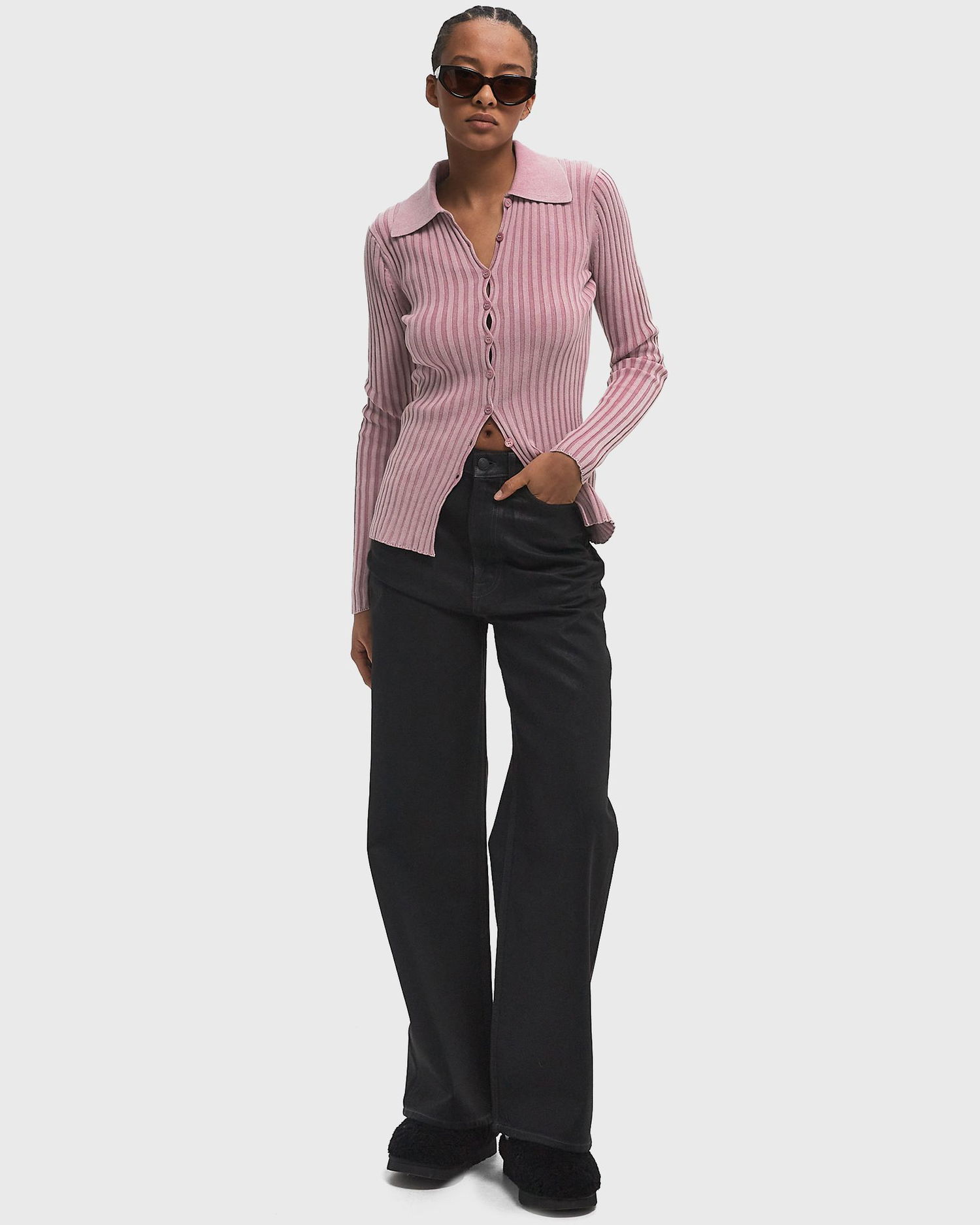 Villapaita Samsoe Samsoe Samsøe & Samsøe Satalya Button-Up Polo Sweater Vaaleanpunainen | F24400091-WASHED-WOODROSE, 1