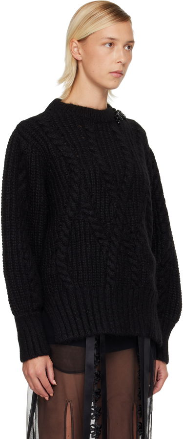 Villapaita Simone Rocha Simone Rocha Embellished Puff Sleeve Chunky Knit Sweater Beige | MZMK4B 0665, 4
