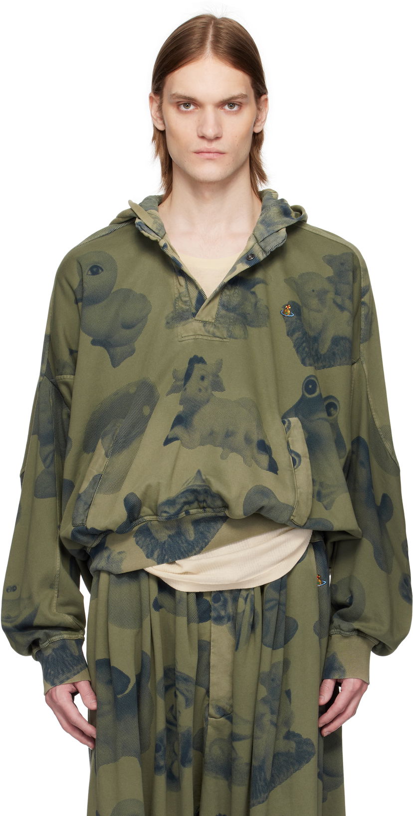 Huppari Vivienne Westwood Vivienne Westwood Baseball Print Hoodie Vihreä | 3I010012-J009H-