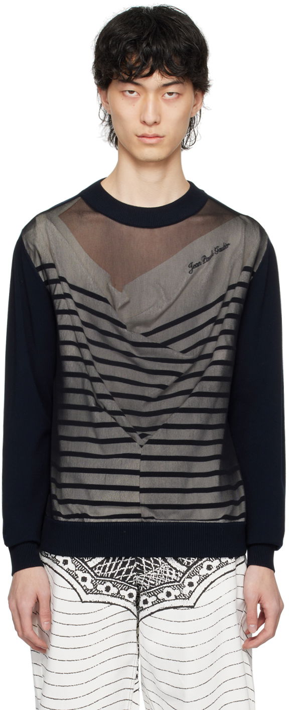 Villapaita Jean Paul Gaultier Gaultier Oversized Striped Sweater Tummansininen | 24/25-U-PL046B-M064-590100