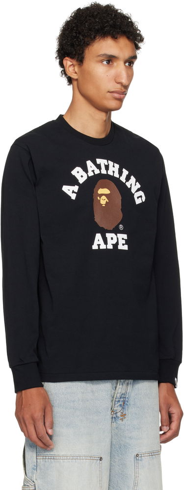 T-paita BAPE A Bathing Ape College Long Sleeve T-Shirt Valkoinen | 001LTL301013M, 4