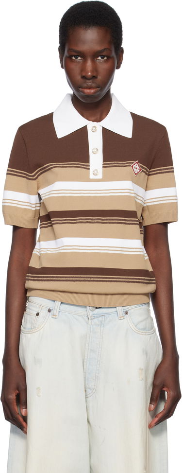 Poolopaita Casablanca Casablanca Knitted Striped Polo Ruskea | U-WS25-KW-907-01, 0