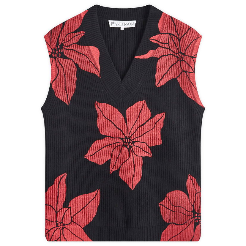 Villapaita JW Anderson Printed V-Neck Vest Musta | KW1232-YN0170-999