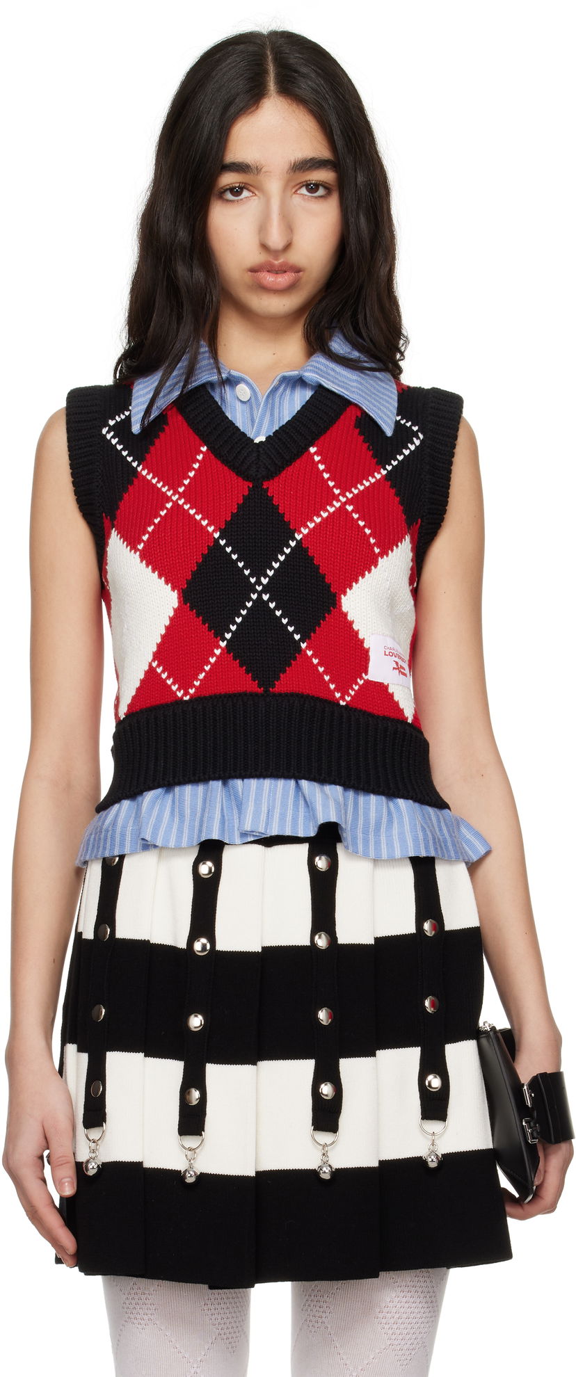 Villapaita Charles Jeffrey Loverboy Charles Jeffrey LOVERBOY Cropped Argyle Vest Punainen | 54091401