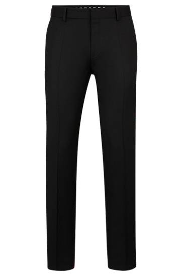 Housut BOSS Slim-Fit Virgin-Wool Serge Trousers Musta | 50469174