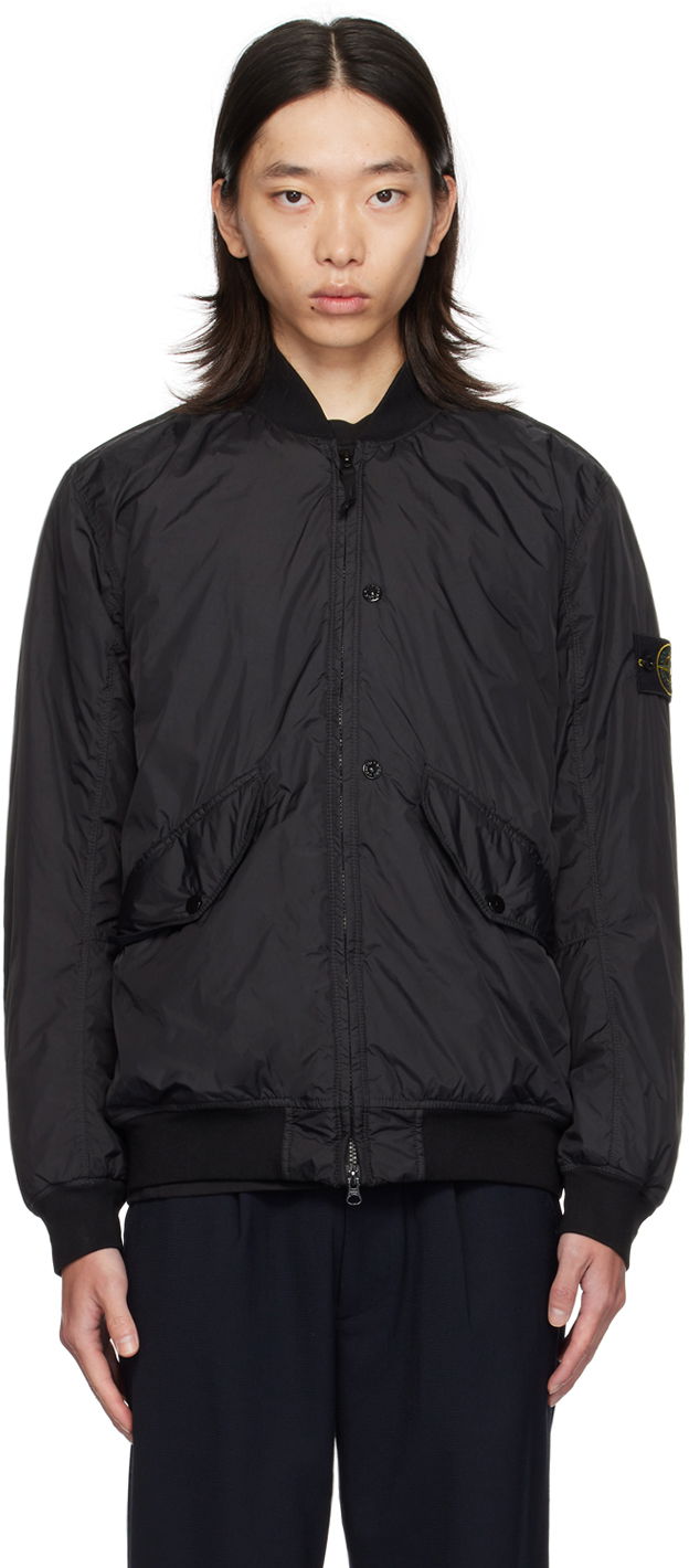 Bomber-takki Stone Island Black Wind-Resistant Bomber Jacket Musta | 811540923