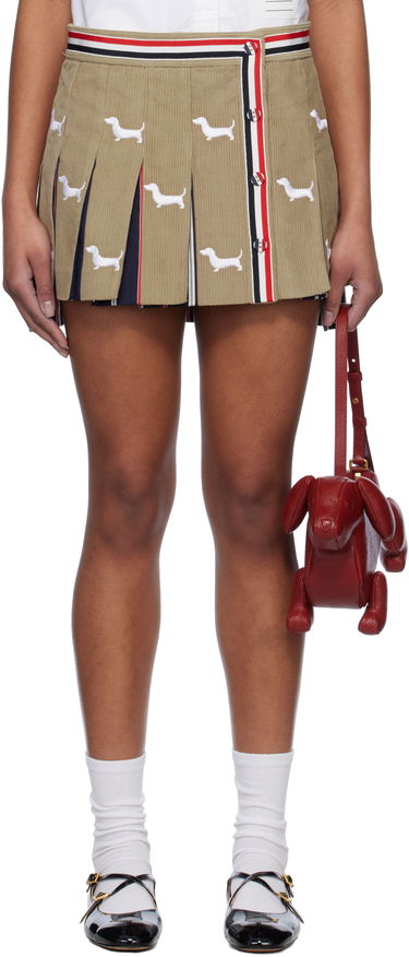 Hame Thom Browne Thom Browne Hector Button Front Pleated Miniskirt Beige | FGCA20E-E1227, 0