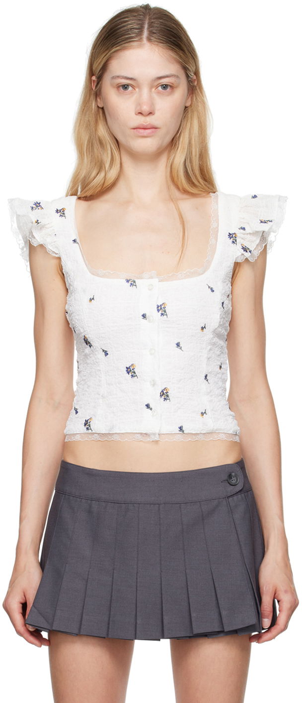 Tankkitoppi GUIZIO Guizio Pontia Floral Embroidered Tank Top Valkoinen | P24112W105