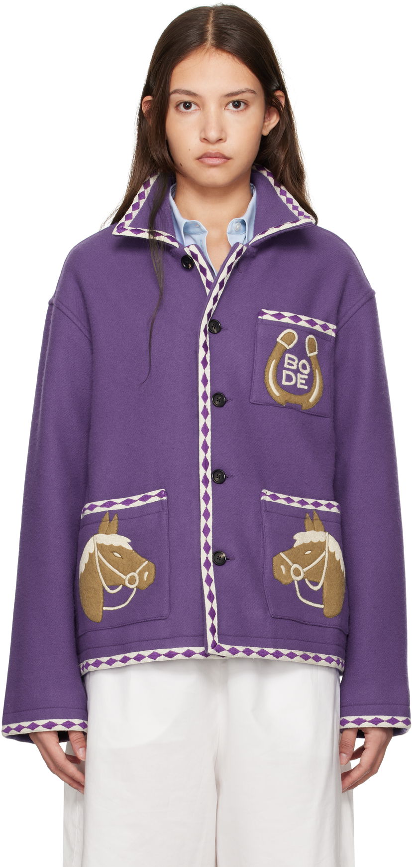 Takki Bode Appliqué Horse Chore Jacket Violetti | MRF24JA026