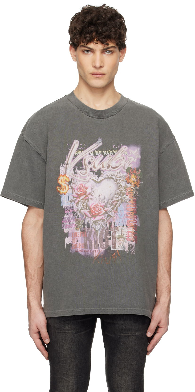 T-paita Ksubi Ksubi Sketch Ekcess Graphic T-Shirt Harmaa | MPS25TE001