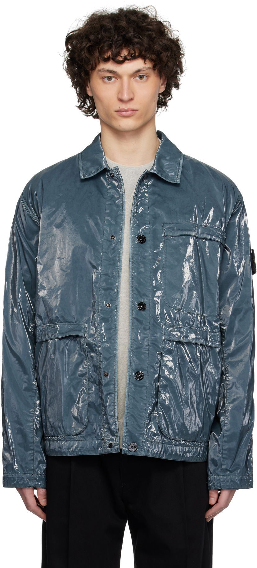 Tuulitakki Stone Island Stone Island Prismatica Mussola Caban Jacket Sininen | K1S15 4100065 S0132