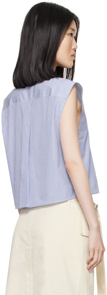 Crop top Helmut Lang Sleeveless Tuxedo Shirt Sininen | O05HW598, 2