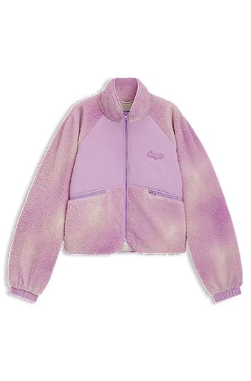 Takki BOSS Cloud-Print Teddy Jacket with Panels Violetti | 50541233