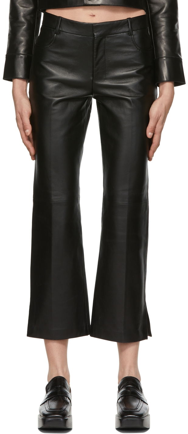 Housut AMI Cropped Leather Pants Musta | FTR011.519