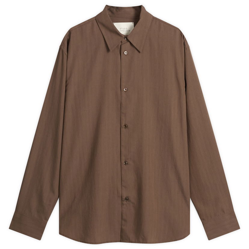 Paita Studio Nicholson Studio Nicholson Boxy Oversized Shirt, Size Large Ruskea | VIEWSNM-1126-BRW