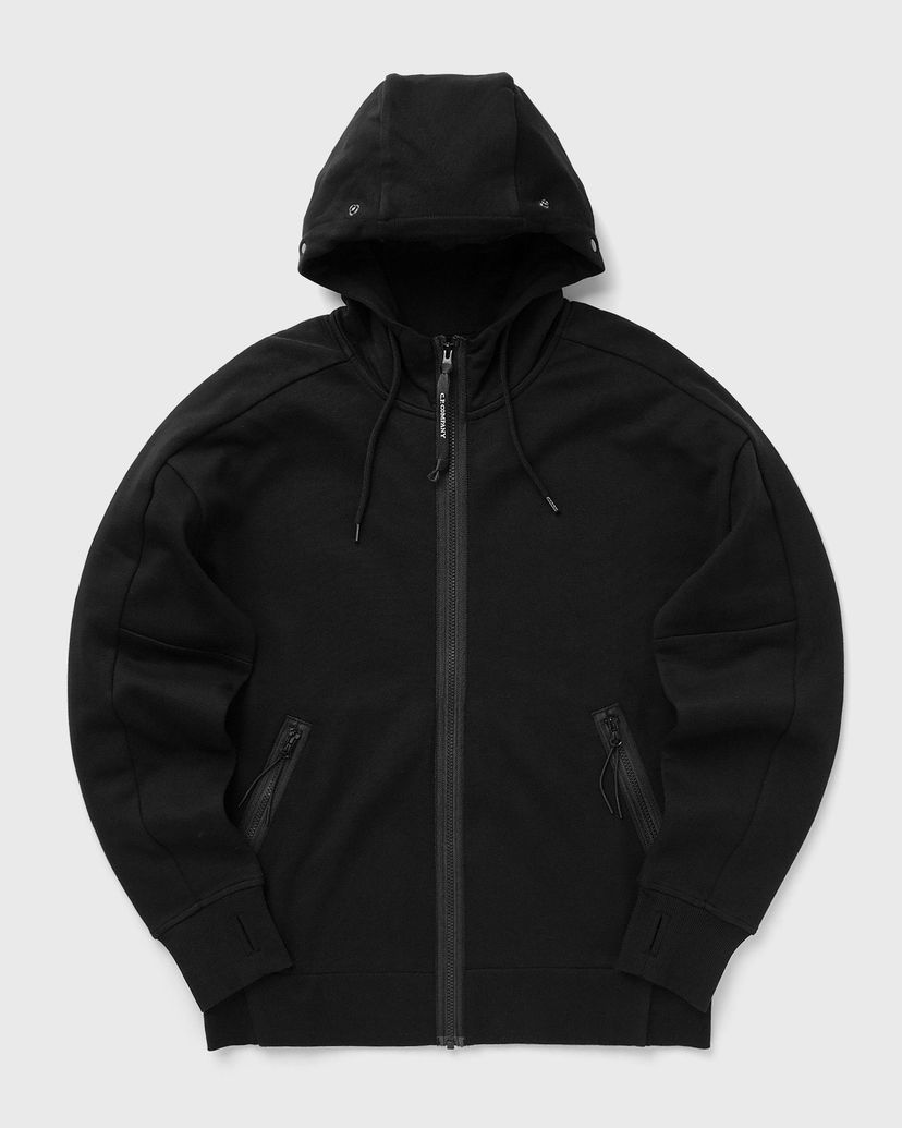 Huppari C.P. Company DIAGONAL RAISED FLEECE GOGGLE ZIPPED HOODED SWEATSHIRT Musta | 17CMSS028A005086W-999