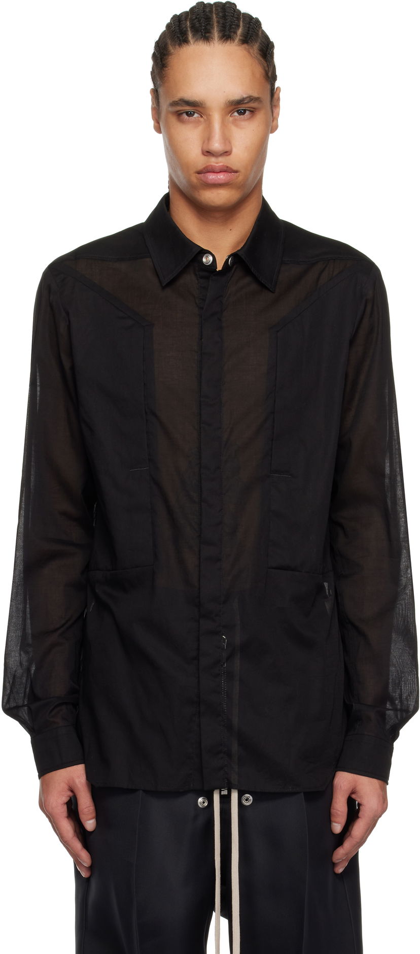 Paita Rick Owens Rick Owens Hollywood Fogpocket Shirt Musta | RU01E5237 CV