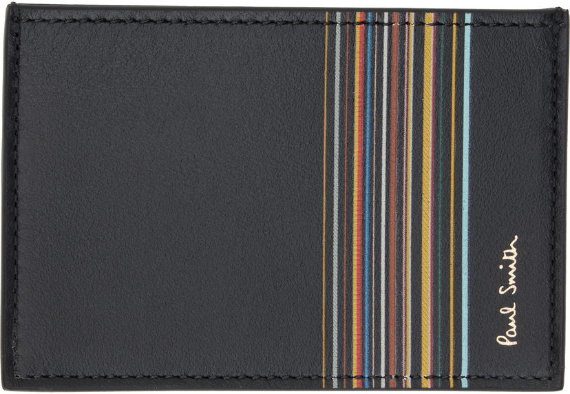 Lompakko Paul Smith Paul Smith Leather Signature Stripe Credit Card Holder Musta | M1A-6137-LFISIG