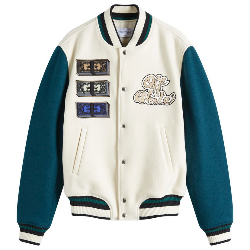 Bomber-takki Off-White Cash Wool Varsity Jacket, Size Small Valkoinen | OMEH053S25FAB0020B84