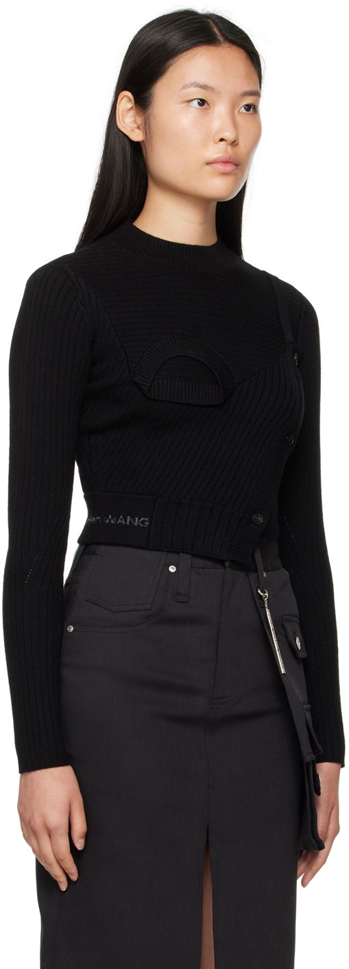 Villapaita Feng Chen Wang Feng Chen Wang Ribbed Asymmetric Sweater Musta | FWF16KT02B, 1