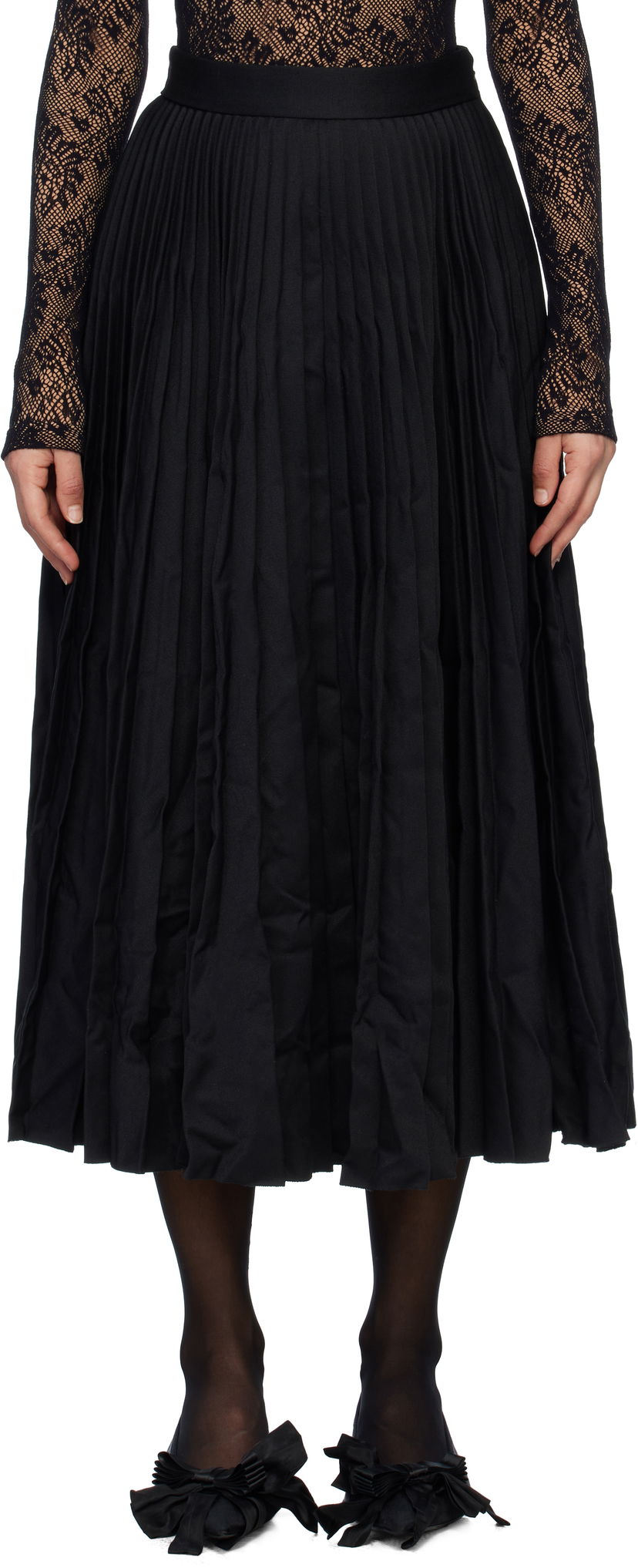 Hame Balenciaga Pleated Midi Skirt Musta | 808777 TRT08