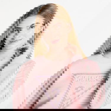 Huppari GUESS GUESS Triangle Glitter Sweatshirt Vaaleanpunainen | W5BQ11KC8I1-G66B, 1