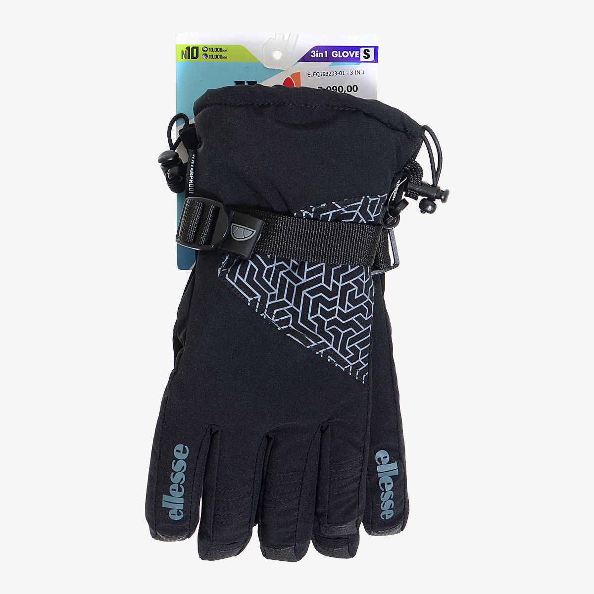 Käsineet Ellesse 3 in 1 Waterproof Geometric Pattern Gloves Musta | ELEQ193203-01, 0
