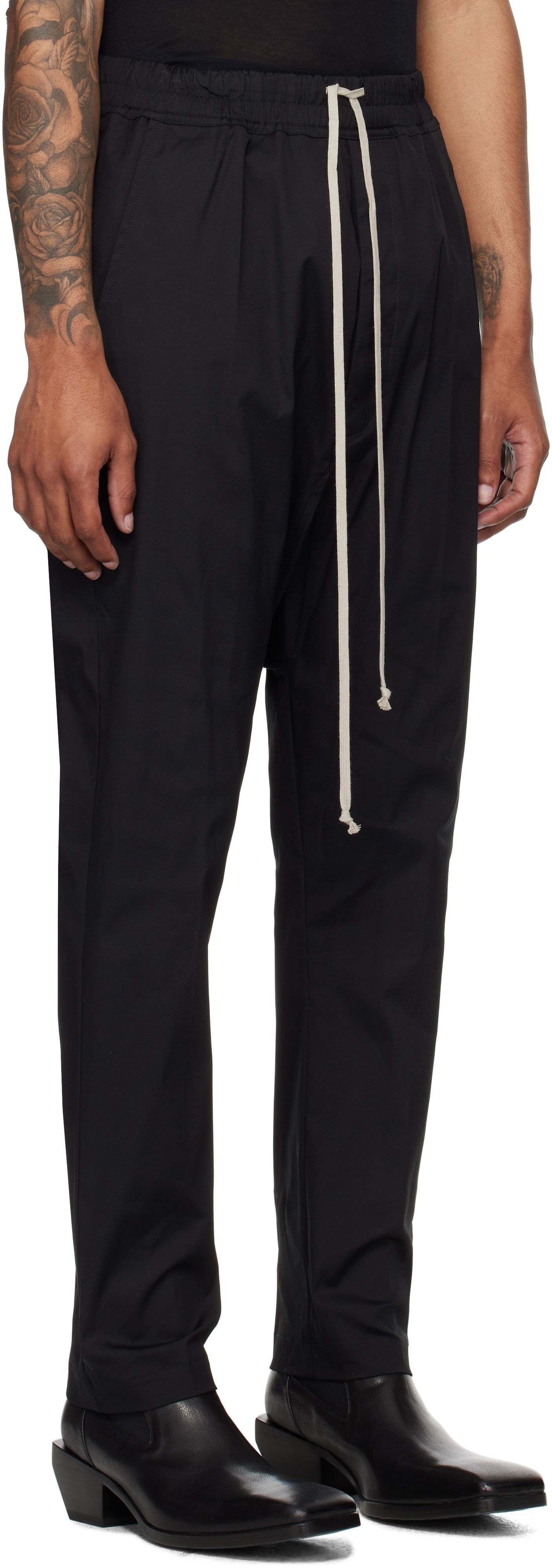 Housut Rick Owens Rick Owens Concordians Drawstring Trousers Musta | RU02E1380 TE, 1