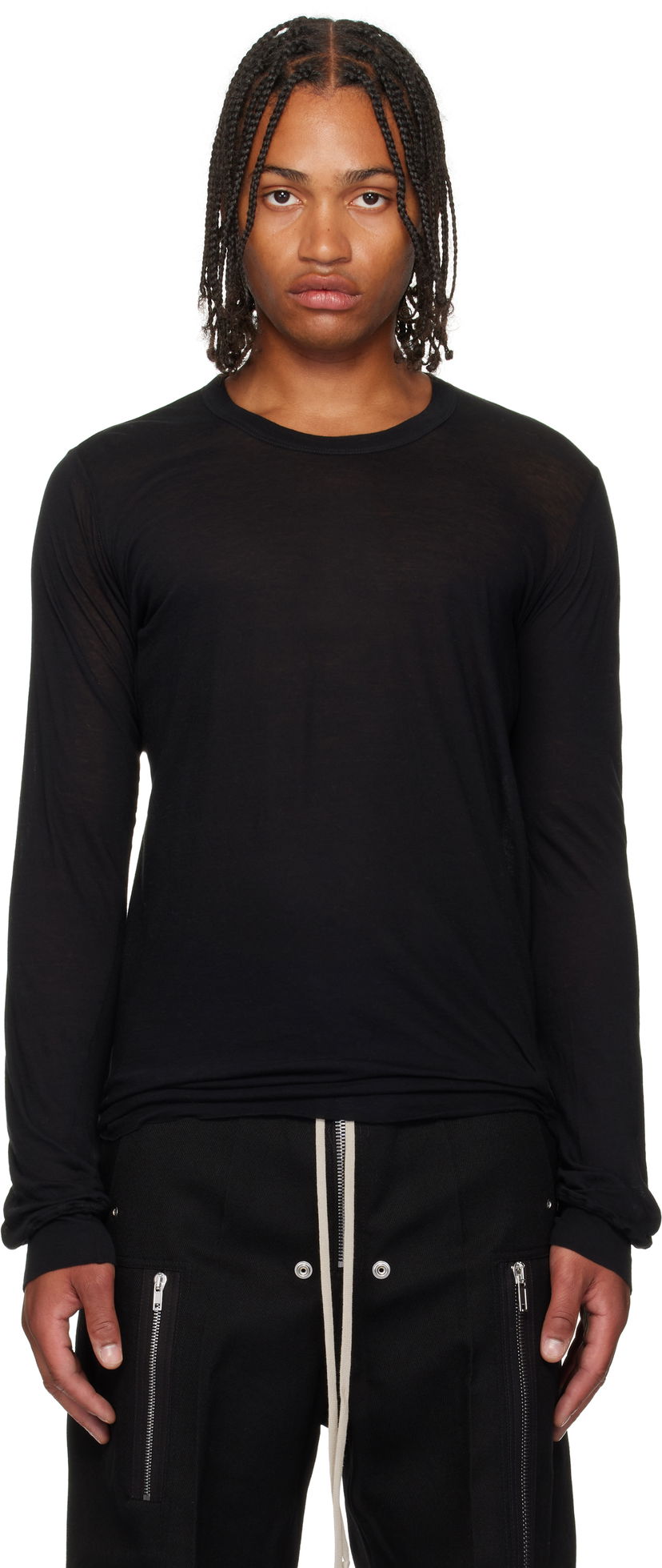 T-paita Rick Owens Rick Owens Concordians Basic Long Sleeve T-Shirt Musta | RU02E1252 UC