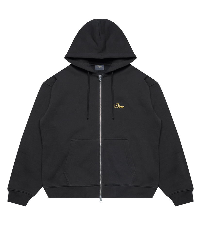Huppari Dime Cursive Logo Zip-Up Hoodie Musta | DIMEHO2453BLK