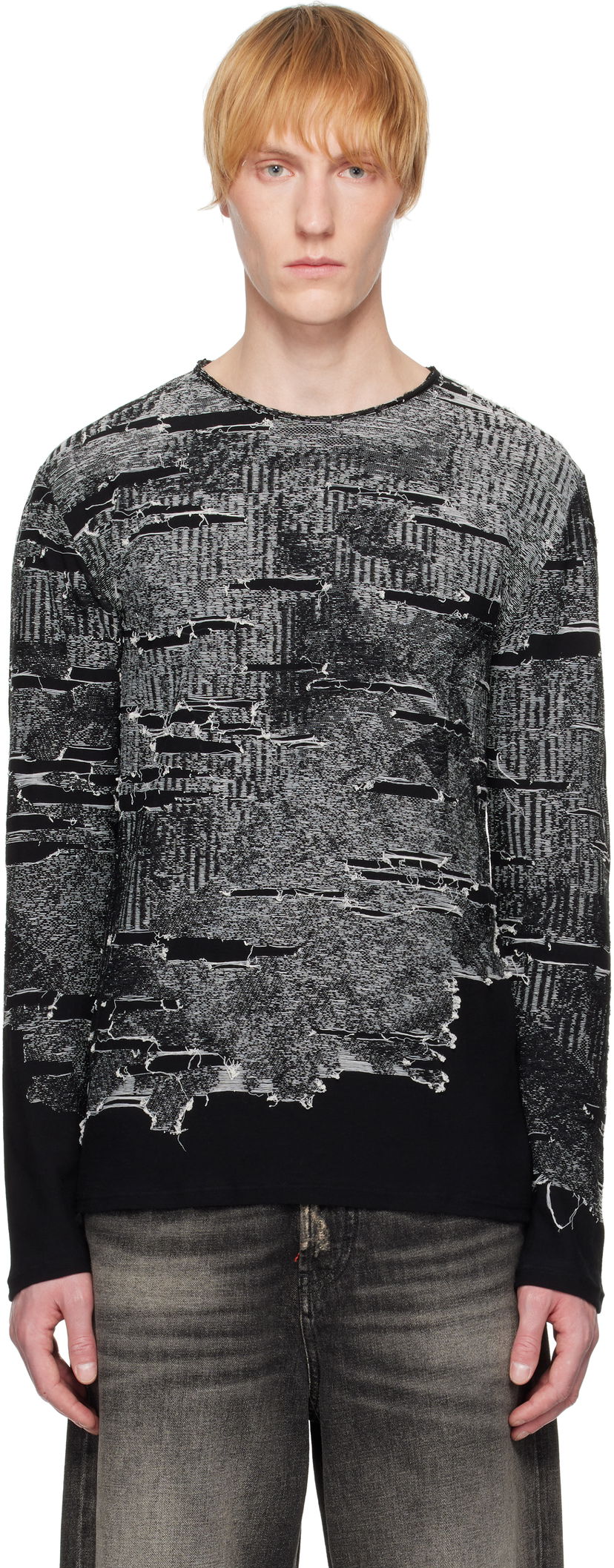 Villapaita Diesel Diesel K-Cadmo Distressed Graphic Longsleeve Musta | A18119-0AFBV-900