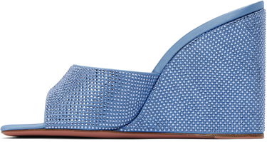 Asusteet Amina Muaddi Amina Muaddi Lupita Crystal Wedge Sandals Sininen | LUPITA CRYSTAL WEDGE SATIN, 2