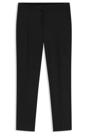 Housut BOSS Slim-Fit Wool-Blend Twill Trousers Musta | 50547220
