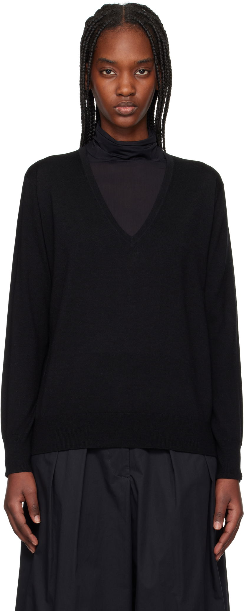 Villapaita Dries Van Noten Dries Van Noten Merino Wool V-Neck Sweater Musta | 251-011202-1700