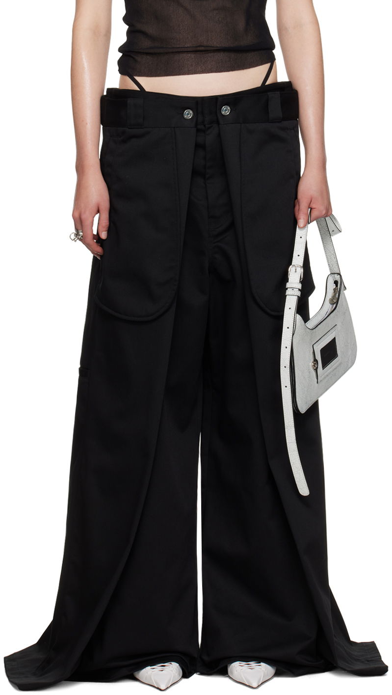 Housut Jean Paul Gaultier Oliver Edition 'The Wrap' Wide Leg Trousers Musta | 24/27-F-PA113P-C048-00