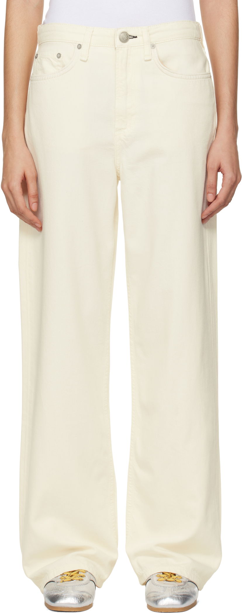 Jeans rag & bone Rag & Bone 'The Logan' Mid-Rise Wide Leg Jeans Valkoinen | WDD22H2786STEC