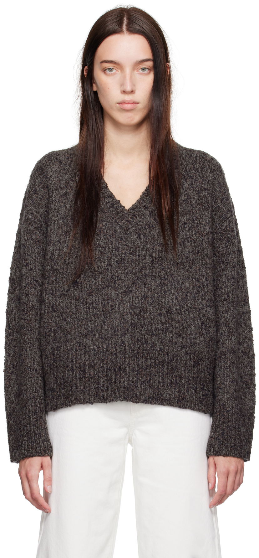 Villapaita CALVIN KLEIN Oversized V-Neck Sweater Harmaa | 81WL397-LBL